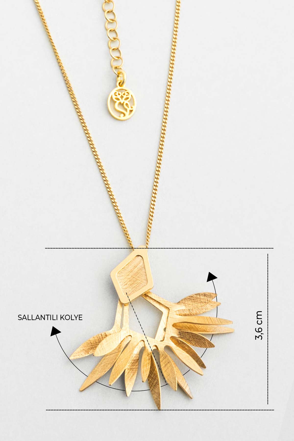 Palmira 18 Ayar Sarı Altın Kaplama 45 Cm Gümüş Tasarım Kolye 07307664499