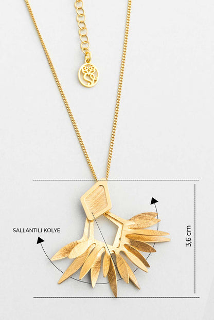 Palmira 18 Ayar Sarı Altın Kaplama 45 Cm Gümüş Tasarım Kolye 07307664499