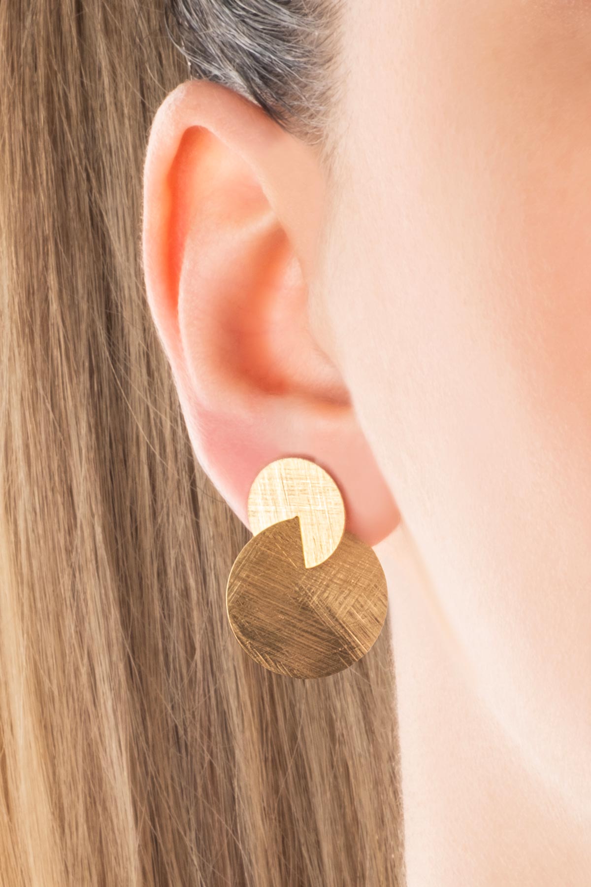 Kızıl Kum 18 Ayar Sarı Altın Kaplama Gümüş Tasarım Küpe 07307674499