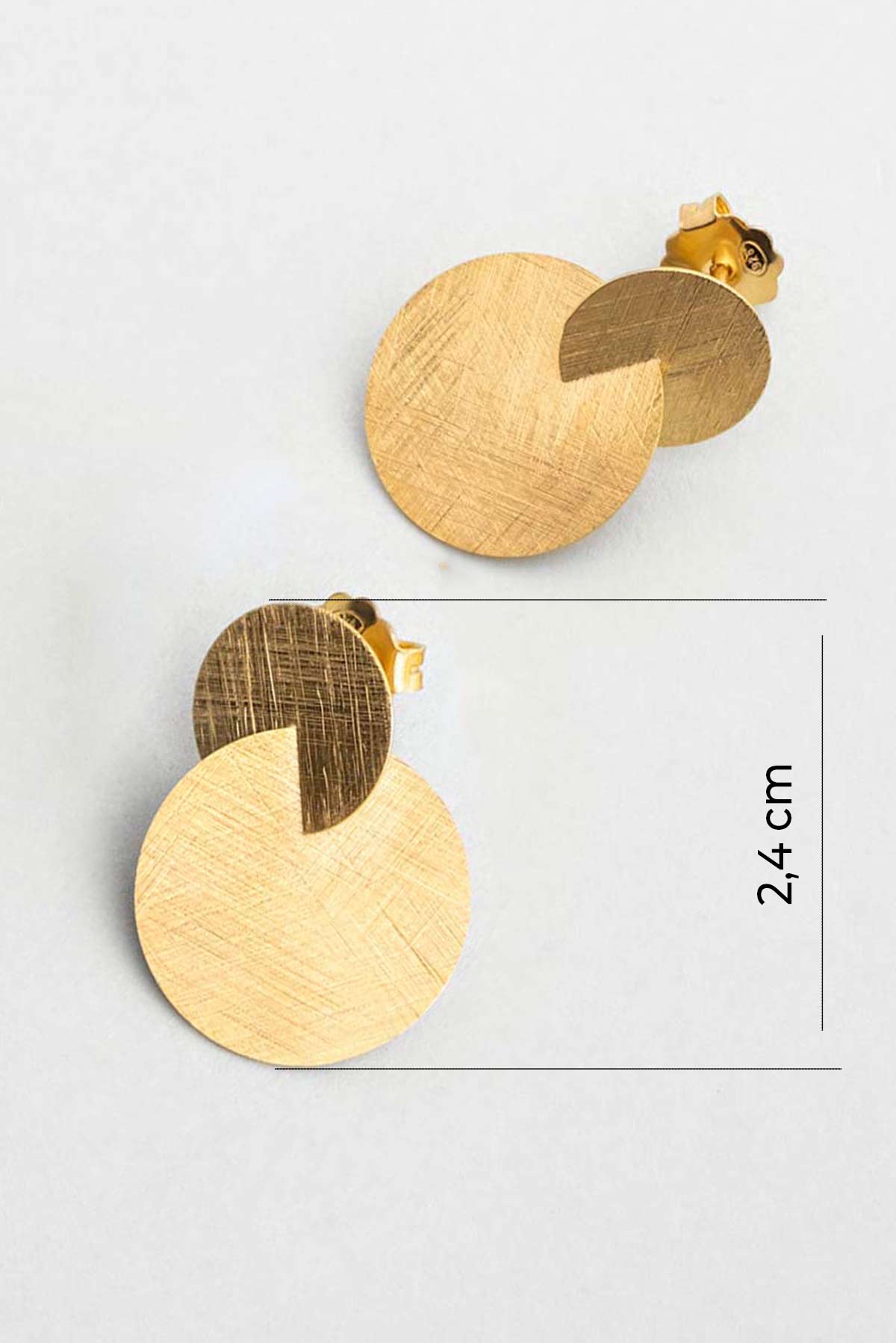 Kızıl Kum 18 Ayar Sarı Altın Kaplama Gümüş Tasarım Küpe 07307674499