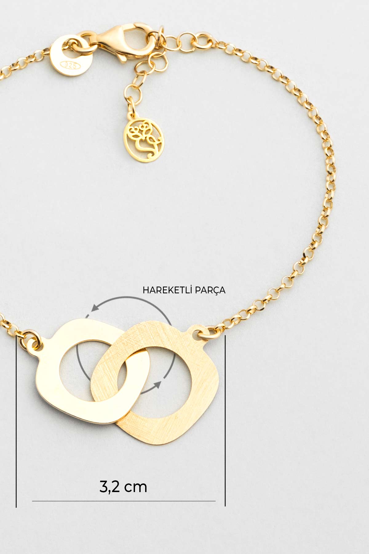 Çöl Güzeli 18 Ayar Sarı Altın Kaplama Gümüş 20 Cm Tasarım Bileklik 07307694499