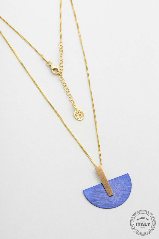 Mavi Sahra 18 Ayar Sarı Altın Kaplama 45 Cm Gümüş Tasarım Kolye 07307751244