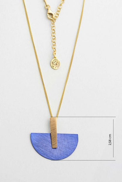 Mavi Sahra 18 Ayar Sarı Altın Kaplama 45 Cm Gümüş Tasarım Kolye 07307751244