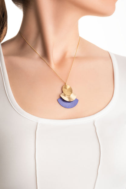 Mavi Petra Güneşi 18 Ayar Sarı Altın Kaplama 45 Cm Gümüş Tasarım Kolye 07307791244