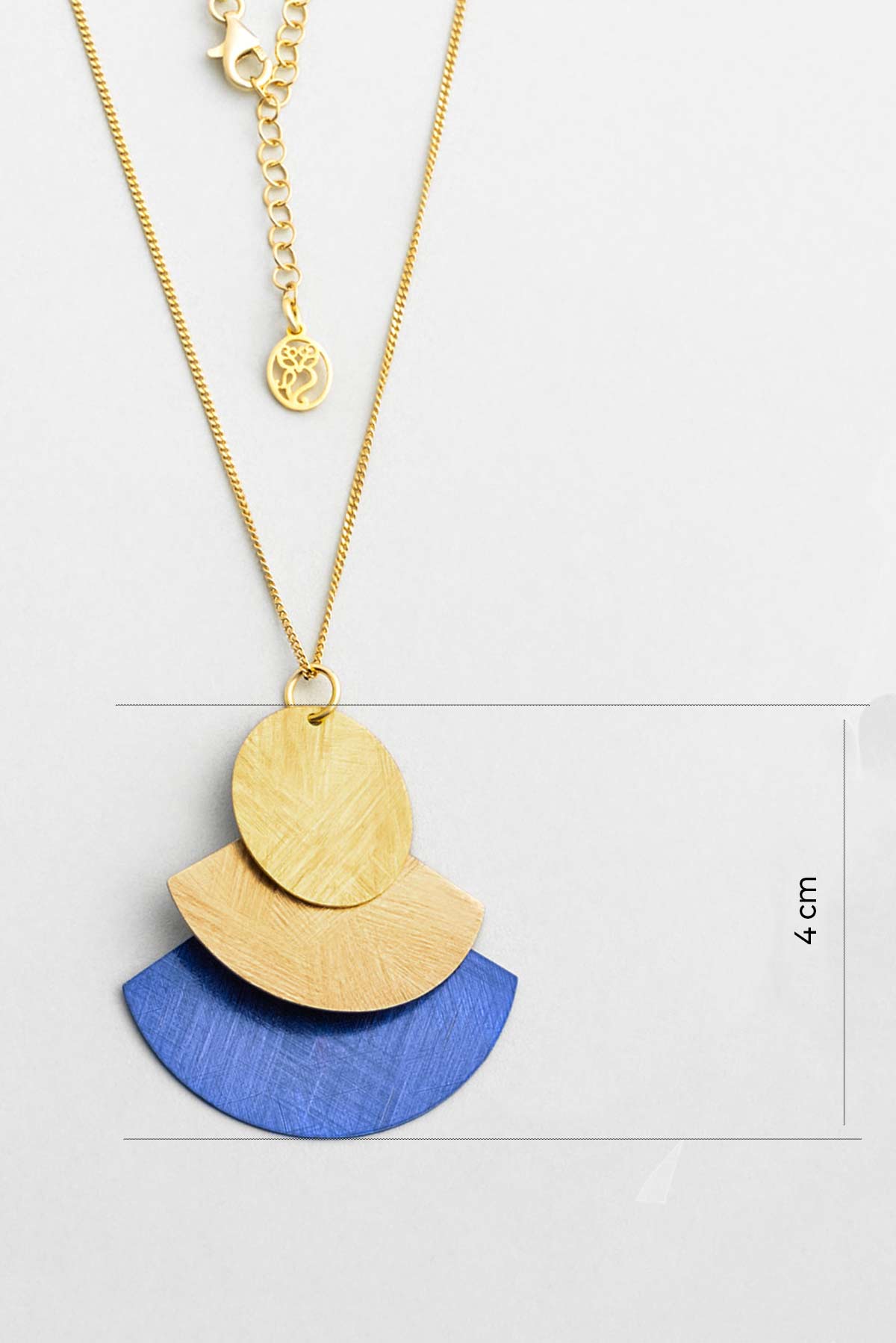 Mavi Petra Güneşi 18 Ayar Sarı Altın Kaplama 45 Cm Gümüş Tasarım Kolye 07307791244