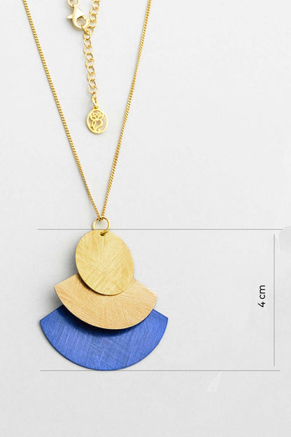 Mavi Petra Güneşi 18 Ayar Sarı Altın Kaplama 45 Cm Gümüş Tasarım Kolye 07307791244