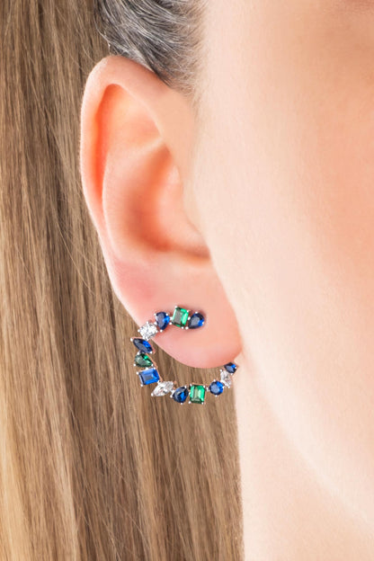 Yakamoz Aurası 18 Ayar Beyaz Altın Kaplama Gümüş Küpe 07307851399