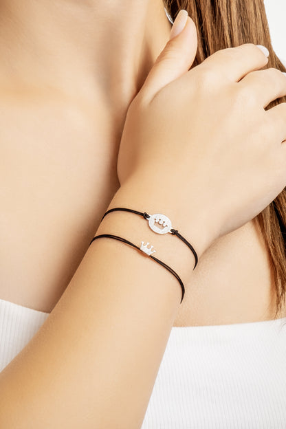 Baba Ve Kız 18 Ayar Beyaz Altın Kaplama Gümüş Taç Bileklik 07308500299