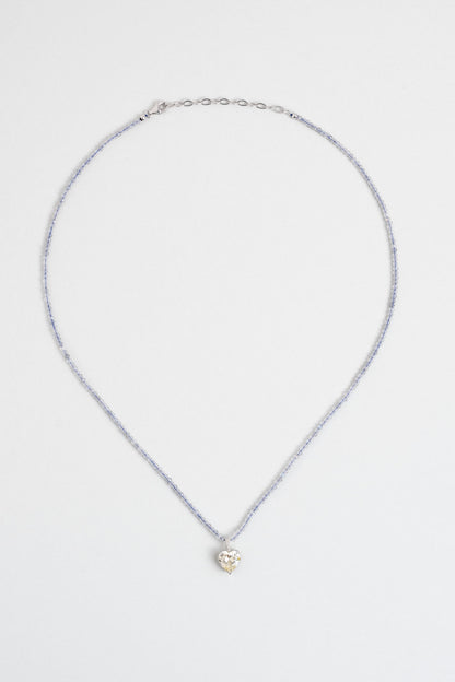 Labradoit Kalp 18 Ayar Beyaz Altın Kaplama 45 Cm Gümüş Kolye 07309019099