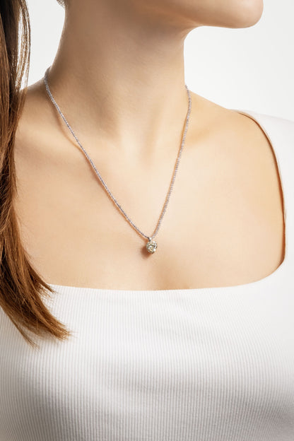 Labradoit Kalp 18 Ayar Beyaz Altın Kaplama 45 Cm Gümüş Kolye 07309019099