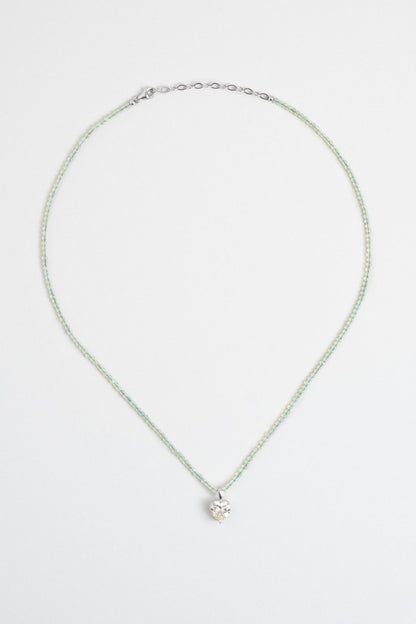 Prehnit Kalp 18 Ayar Beyaz Altın Kaplama 45 Cm Gümüş Kolye 07309049199