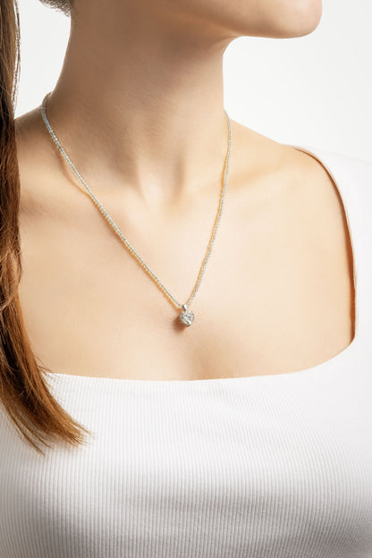 Prehnit Kalp 18 Ayar Beyaz Altın Kaplama 45 Cm Gümüş Kolye 07309049199