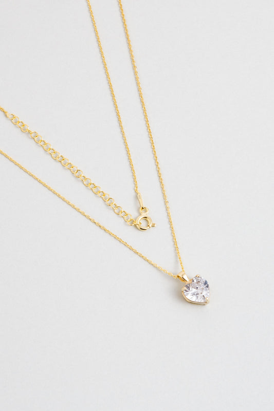 Gizemli Kalp 18 Ayar Sarı Altın Kaplama 45 Cm Gümüş Kolye 07309060144