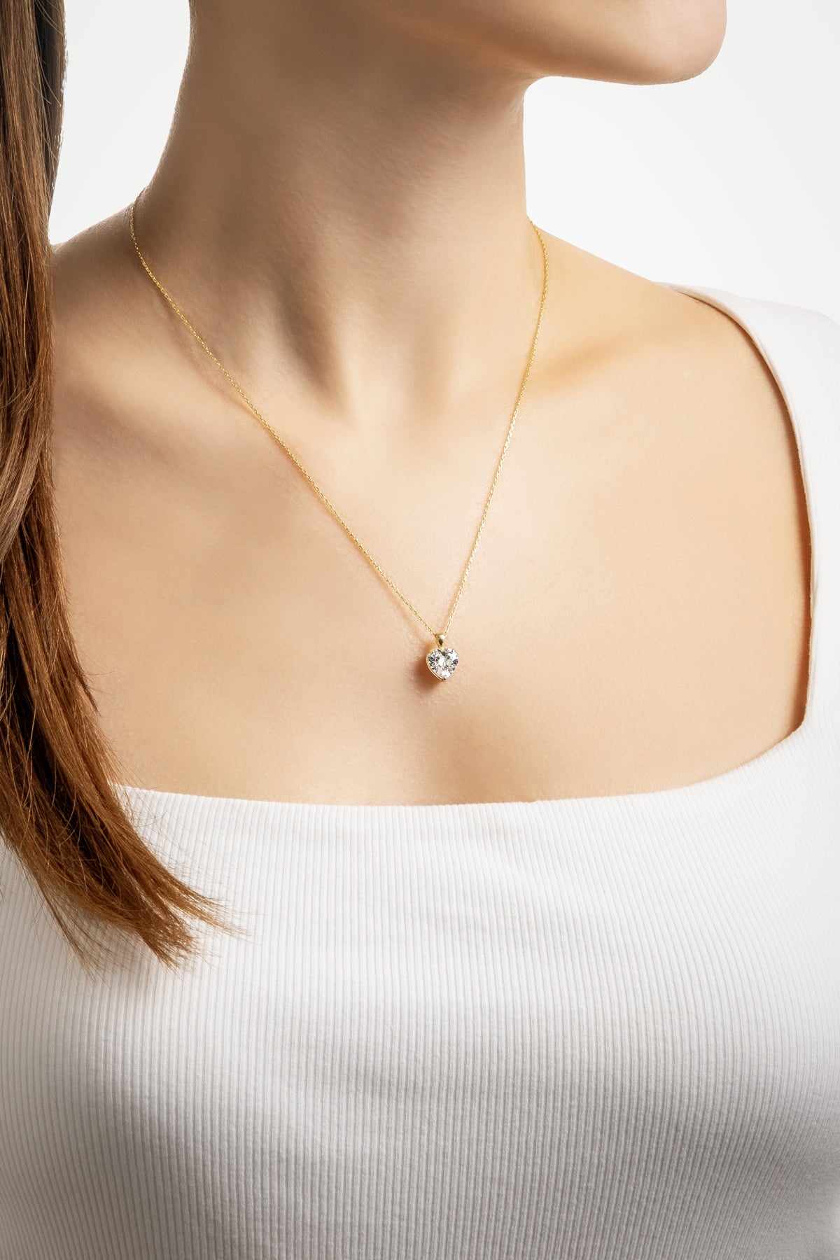 Gizemli Kalp 18 Ayar Sarı Altın Kaplama 45 Cm Gümüş Kolye 07309060144