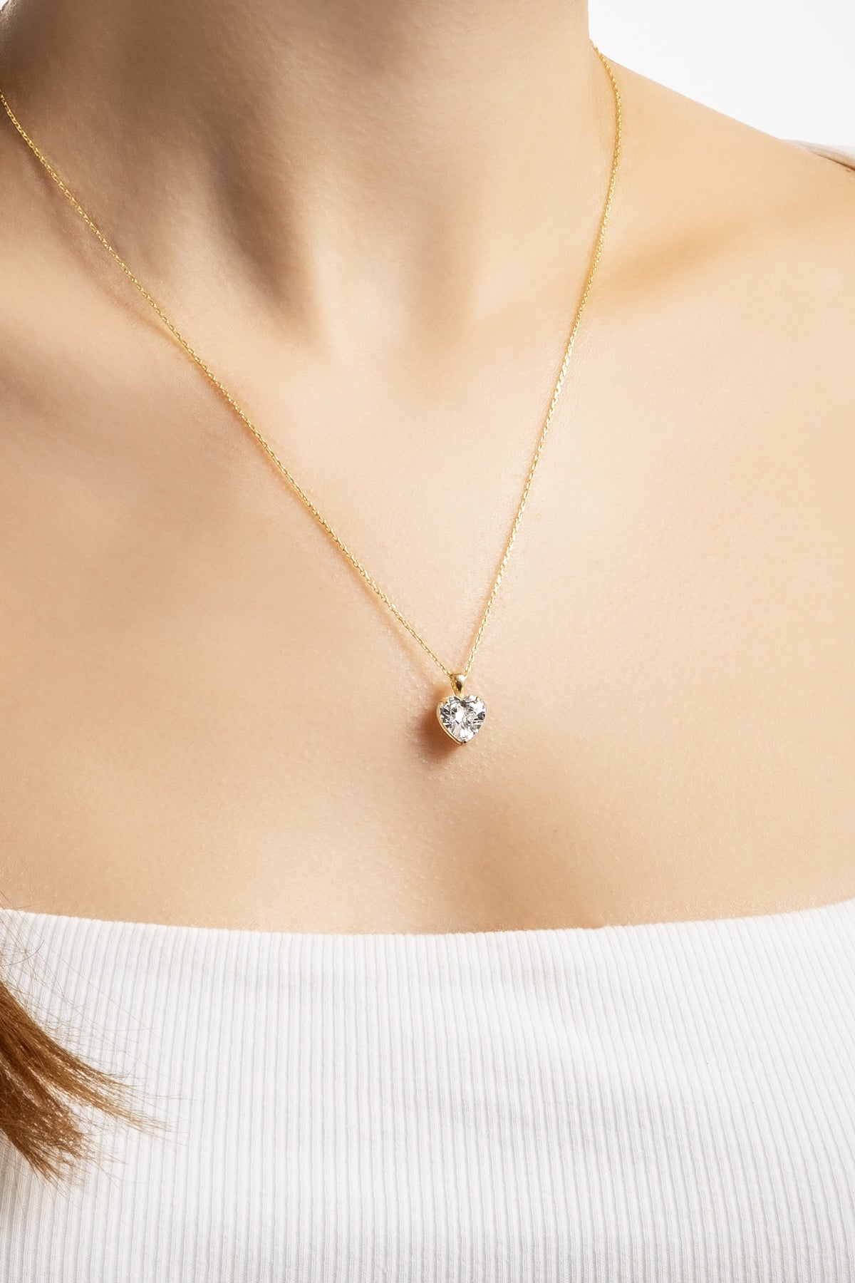 Gizemli Kalp 18 Ayar Sarı Altın Kaplama 45 Cm Gümüş Kolye 07309060144