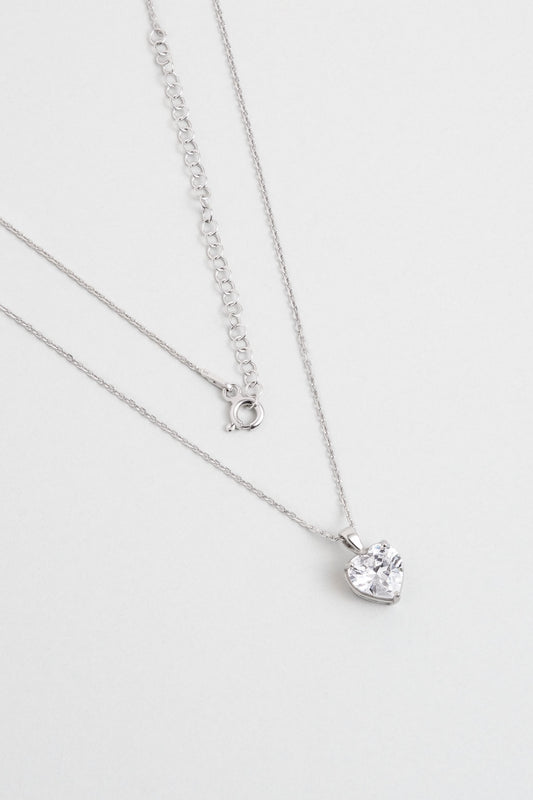 Gizemli Kalp 18 Ayar Beyaz Altın Kaplama 45 Cm Gümüş Kolye 07309060199