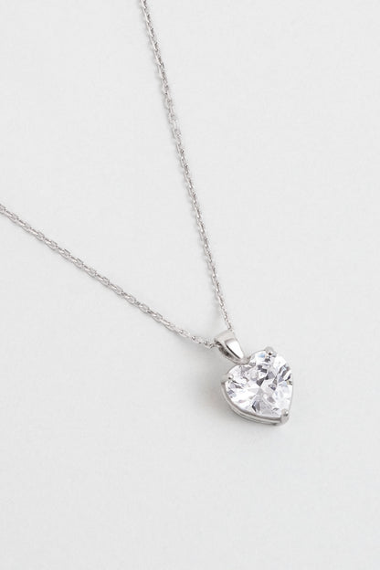 Gizemli Kalp 18 Ayar Beyaz Altın Kaplama 45 Cm Gümüş Kolye 07309060199