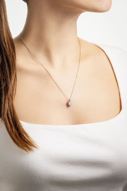 Gizemli Kalp 18 Ayar Beyaz Altın Kaplama 45 Cm Gümüş Kolye 07309060199