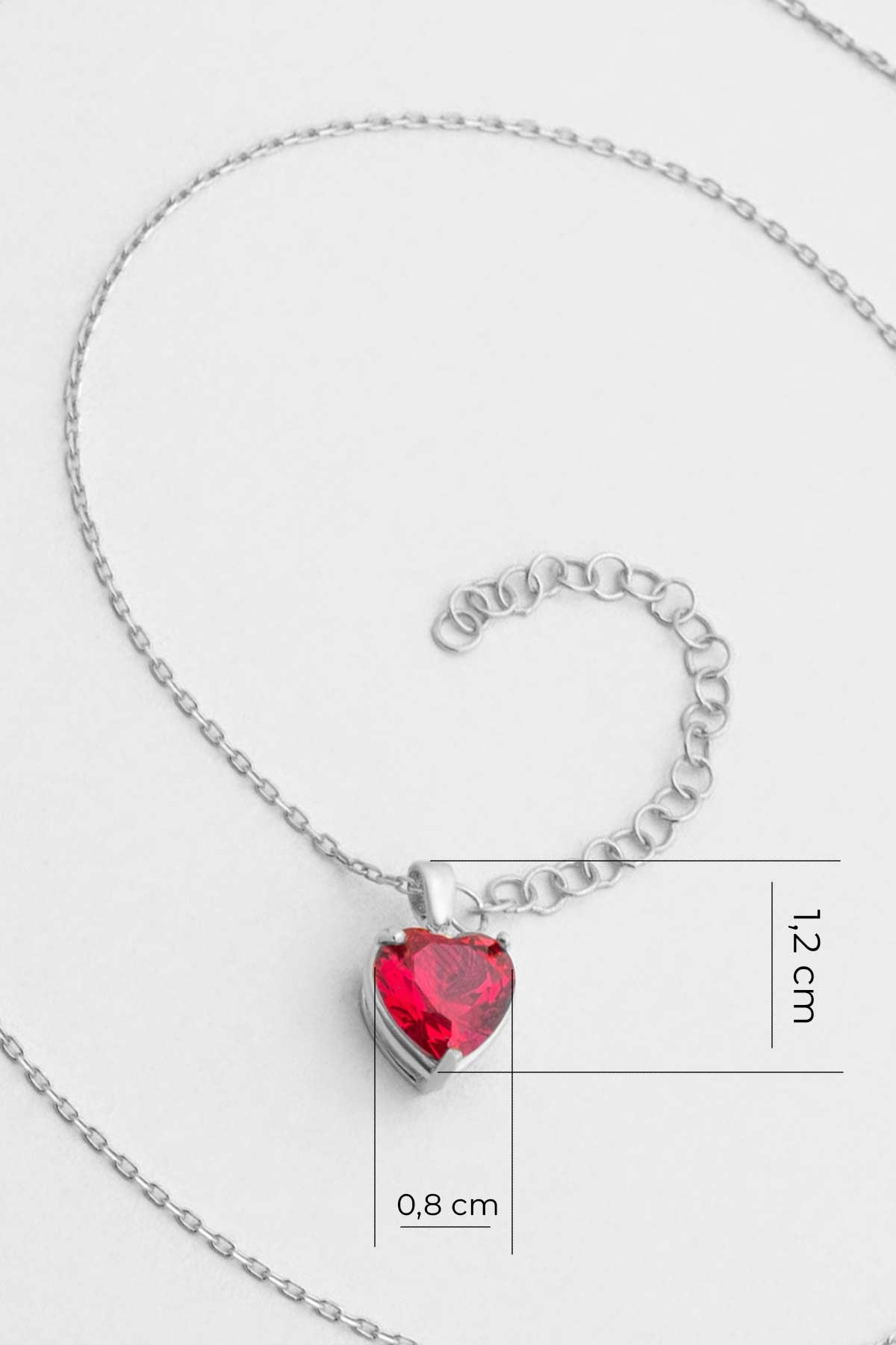 Gizemli Kalp 18 Ayar Beyaz Altın Kaplama 45 Cm Gümüş Kolye 07309063999