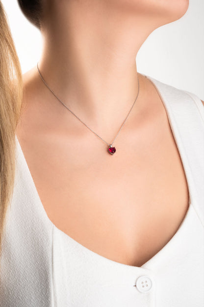 Gizemli Kalp 18 Ayar Beyaz Altın Kaplama 45 Cm Gümüş Kolye 07309063999