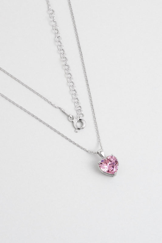 Gizemli Kalp 18 Ayar Beyaz Altın Kaplama 45 Cm Gümüş Kolye 07309067299