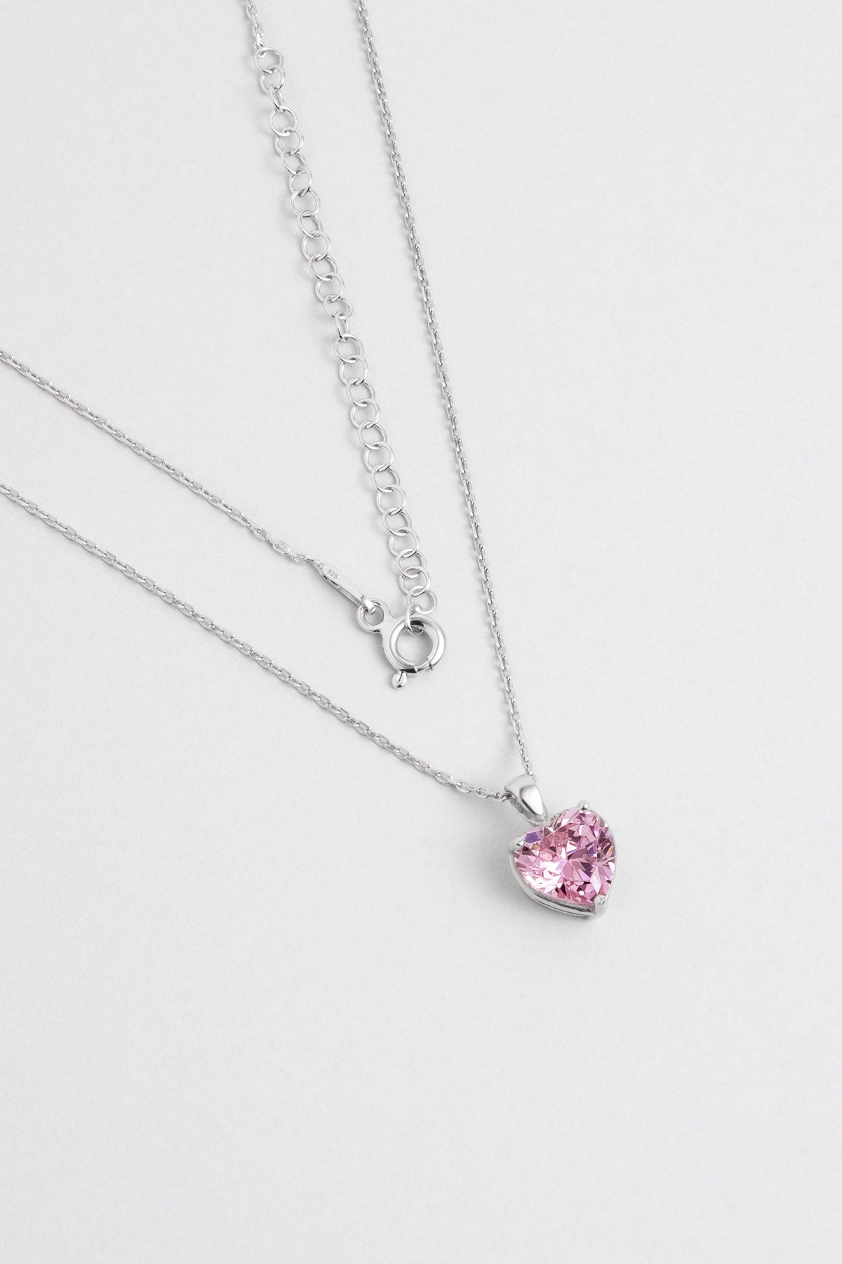 Gizemli Kalp 18 Ayar Beyaz Altın Kaplama 45 Cm Gümüş Kolye 07309067299