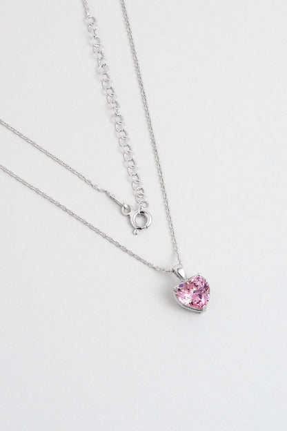 Gizemli Kalp 18 Ayar Beyaz Altın Kaplama 45 Cm Gümüş Kolye 07309067299