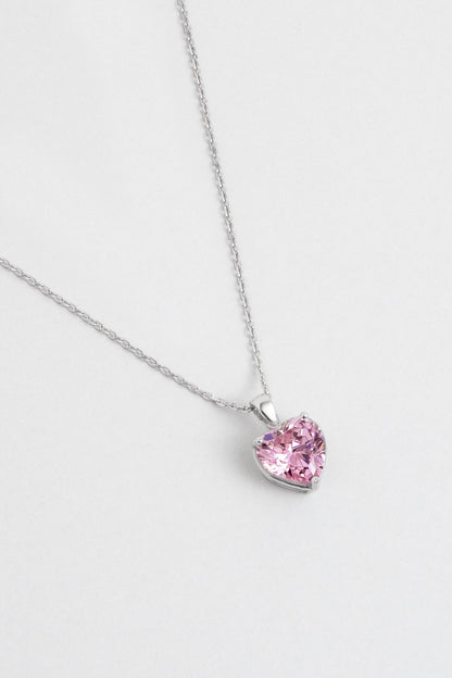 Gizemli Kalp 18 Ayar Beyaz Altın Kaplama 45 Cm Gümüş Kolye 07309067299