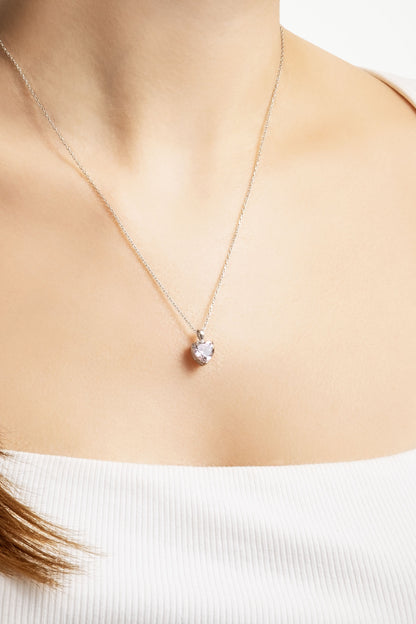 Gizemli Kalp 18 Ayar Beyaz Altın Kaplama 45 Cm Gümüş Kolye 07309067299