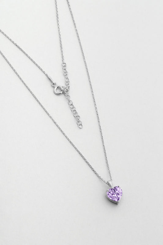 Gizemli Kalp 18 Ayar Beyaz Altın Kaplama 45 Cm Gümüş Kolye 07309069399