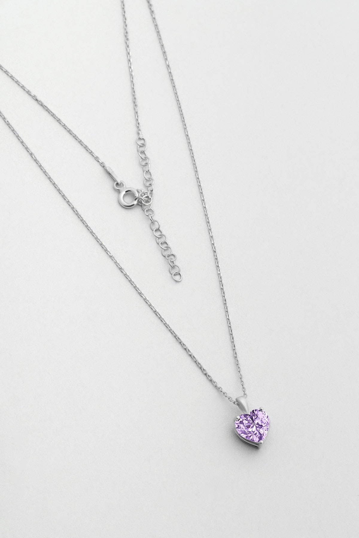 Gizemli Kalp 18 Ayar Beyaz Altın Kaplama 45 Cm Gümüş Kolye 07309069399