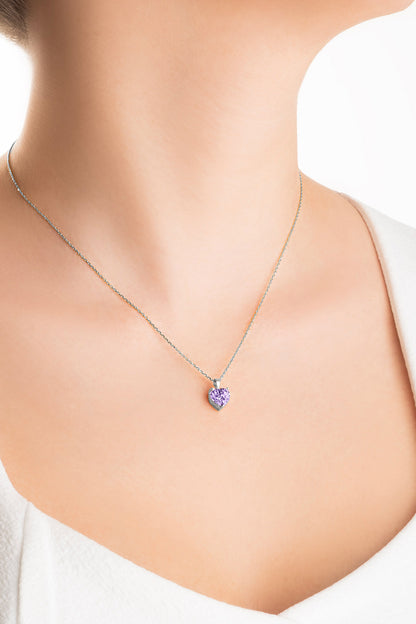 Gizemli Kalp 18 Ayar Beyaz Altın Kaplama 45 Cm Gümüş Kolye 07309069399