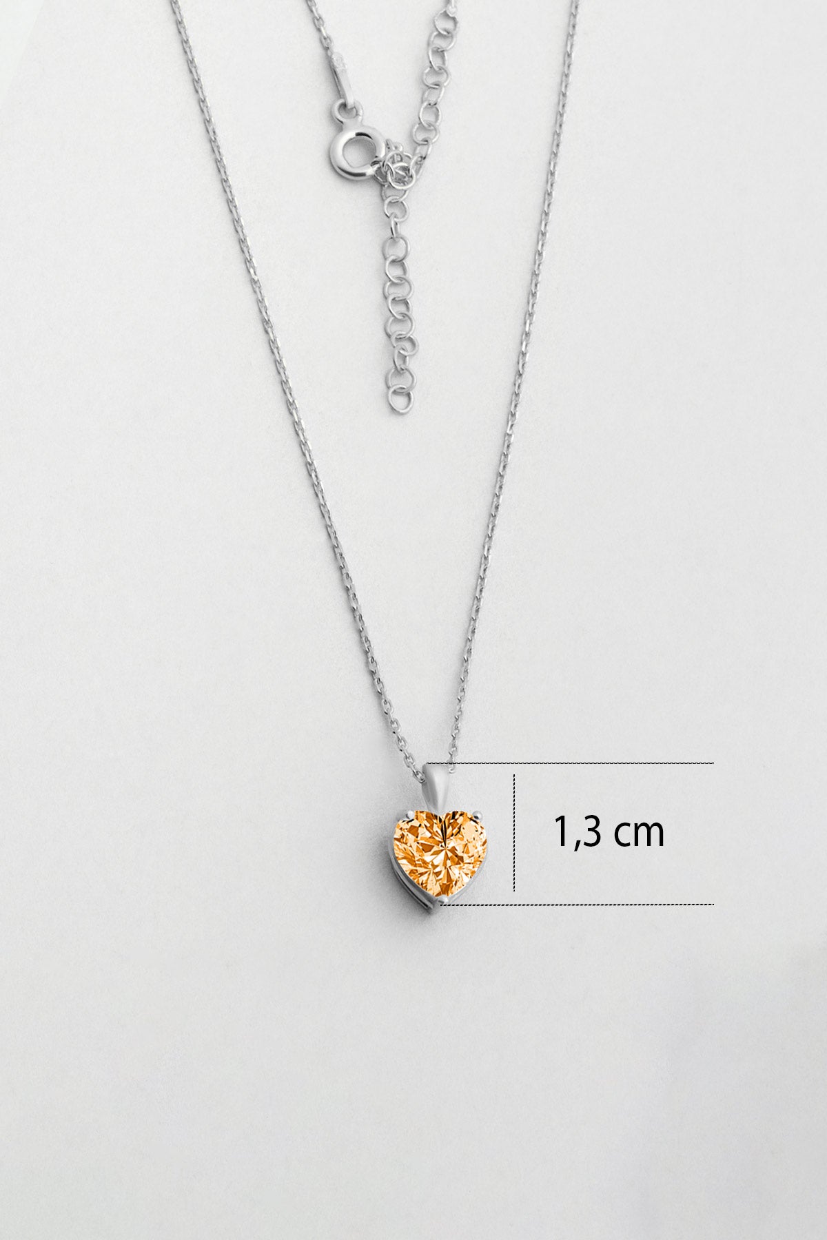 Gizemli Kalp 18 Ayar Beyaz Altın Kaplama 45 Cm Gümüş Kolye 07309069899