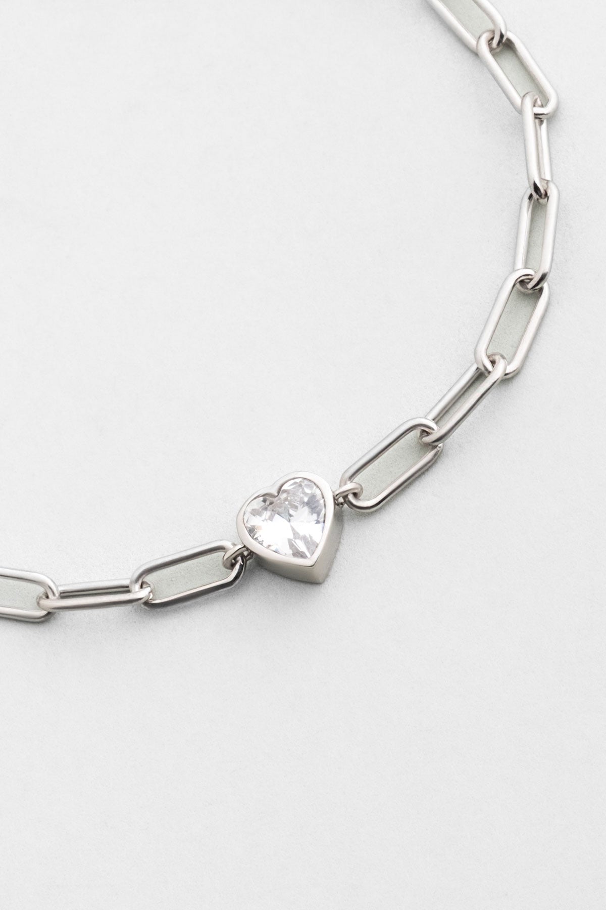 Gizemli Kalp 18 Ayar Beyaz Altın Kaplama 20 Cm Gümüş Bileklik 07309070199