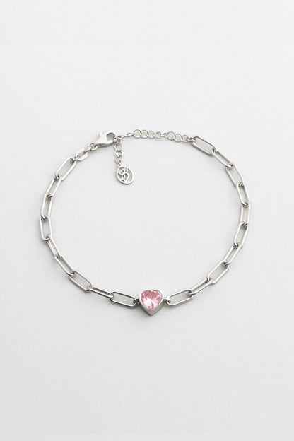 Gizemli Kalp 18 Ayar Beyaz Altın Kaplama 20 Cm Gümüş Bileklik 07309070399