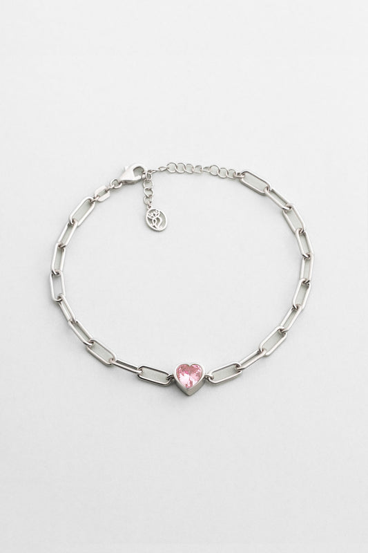 Gizemli Kalp 18 Ayar Beyaz Altın Kaplama 20 Cm Gümüş Bileklik 07309070399