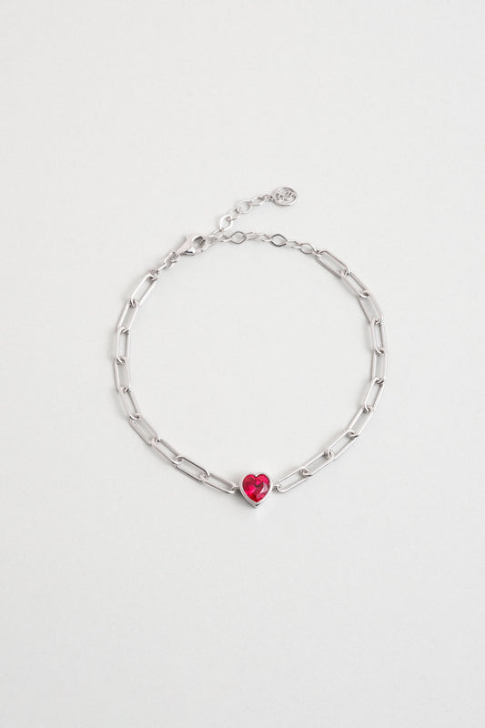 Gizemli Kalp 18 Ayar Beyaz Altın Kaplama 20 Cm Gümüş Bileklik 07309077299