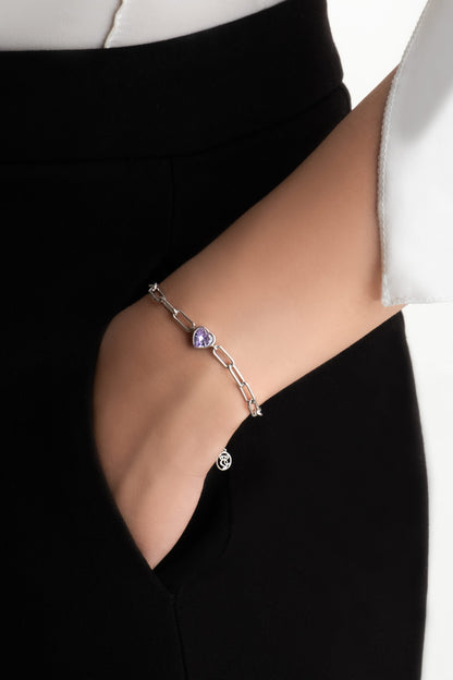 Gizemli Kalp 18 Ayar Beyaz Altın Kaplama 20 Cm Gümüş Bileklik 07309079399