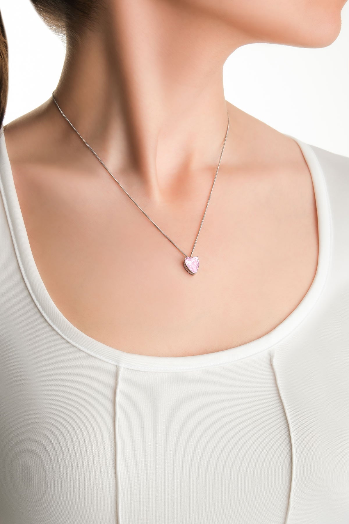 Gizemli Kalp 18 Ayar Beyaz Altın Kaplama 45 Cm Gümüş Kolye 07309080399