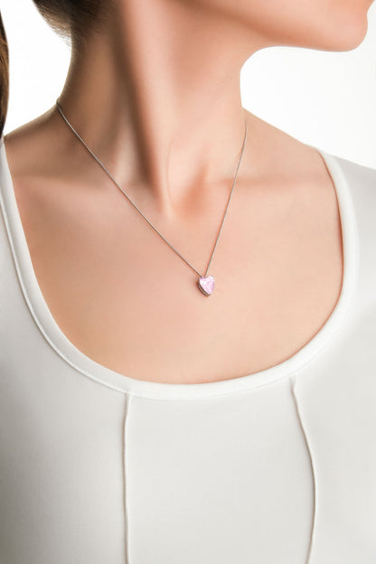 Gizemli Kalp 18 Ayar Beyaz Altın Kaplama 45 Cm Gümüş Kolye 07309080399