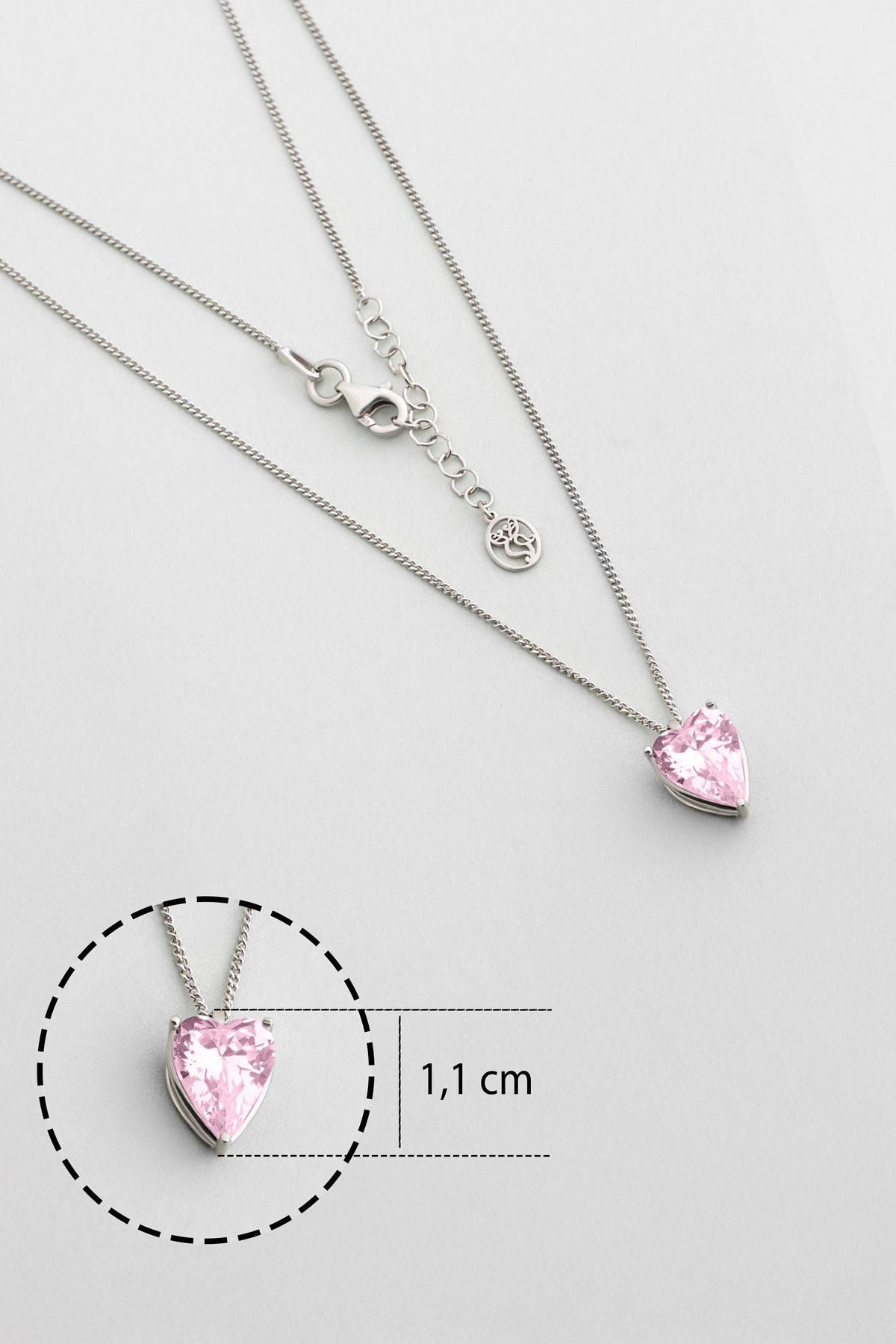 Gizemli Kalp 18 Ayar Beyaz Altın Kaplama 45 Cm Gümüş Kolye 07309080399