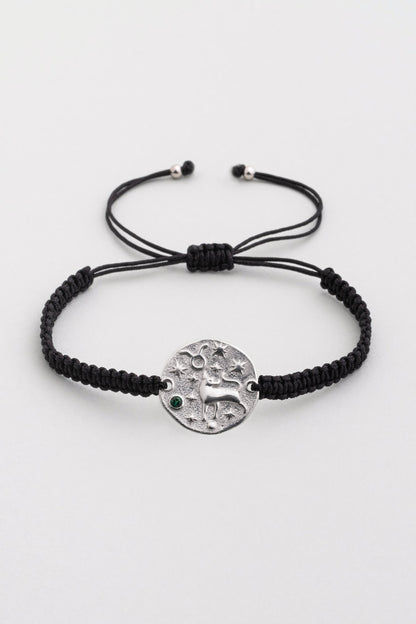 Boğa Burcu 18 Ayar Beyaz Altın Kaplama Ayarlanabilir Erkek Gümüş Bileklik 07310010499