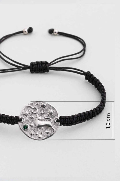 Boğa Burcu 18 Ayar Beyaz Altın Kaplama Ayarlanabilir Erkek Gümüş Bileklik 07310010499