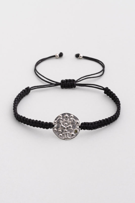 Ikizler Burcu 18 Ayar Beyaz Altın Kaplama Ayarlanabilir Erkek Gümüş Bileklik 07310020499