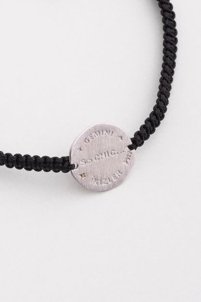 Ikizler Burcu 18 Ayar Beyaz Altın Kaplama Ayarlanabilir Erkek Gümüş Bileklik 07310020499