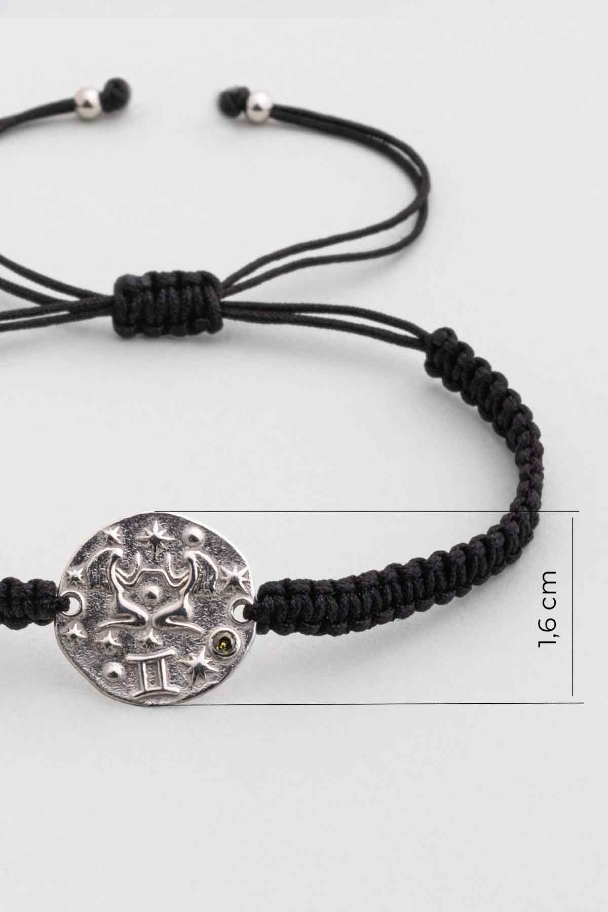 Ikizler Burcu 18 Ayar Beyaz Altın Kaplama Ayarlanabilir Erkek Gümüş Bileklik 07310020499