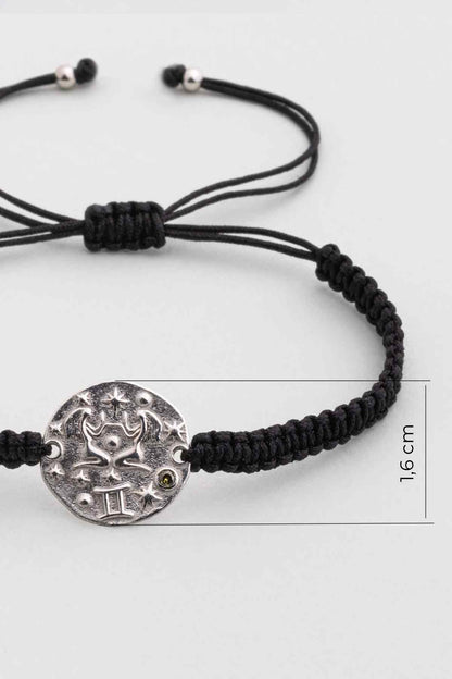 Ikizler Burcu 18 Ayar Beyaz Altın Kaplama Ayarlanabilir Erkek Gümüş Bileklik 07310020499