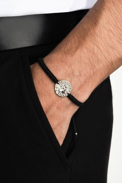 Aslan Burcu 18 Ayar Beyaz Altın Kaplama Ayarlanabilir Erkek Gümüş Bileklik 07310045499