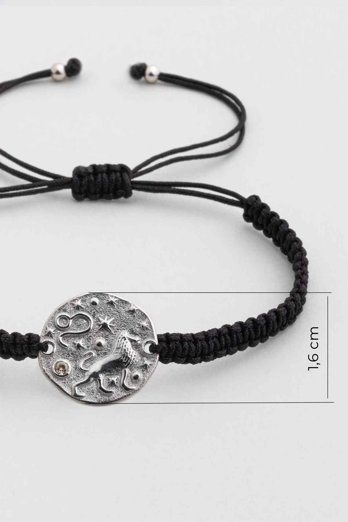 Aslan Burcu 18 Ayar Beyaz Altın Kaplama Ayarlanabilir Erkek Gümüş Bileklik 07310045499