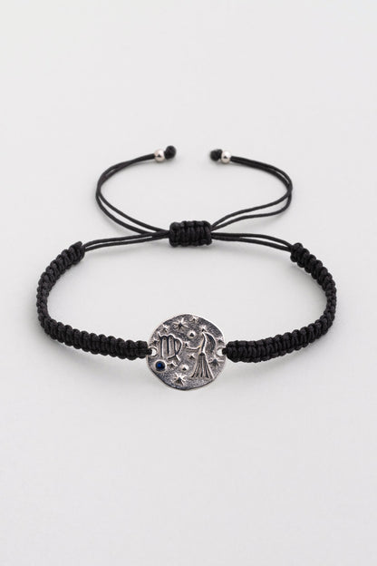 Başak Burcu 18 Ayar Beyaz Altın Kaplama Ayarlanabilir Erkek Gümüş Bileklik 07310051299